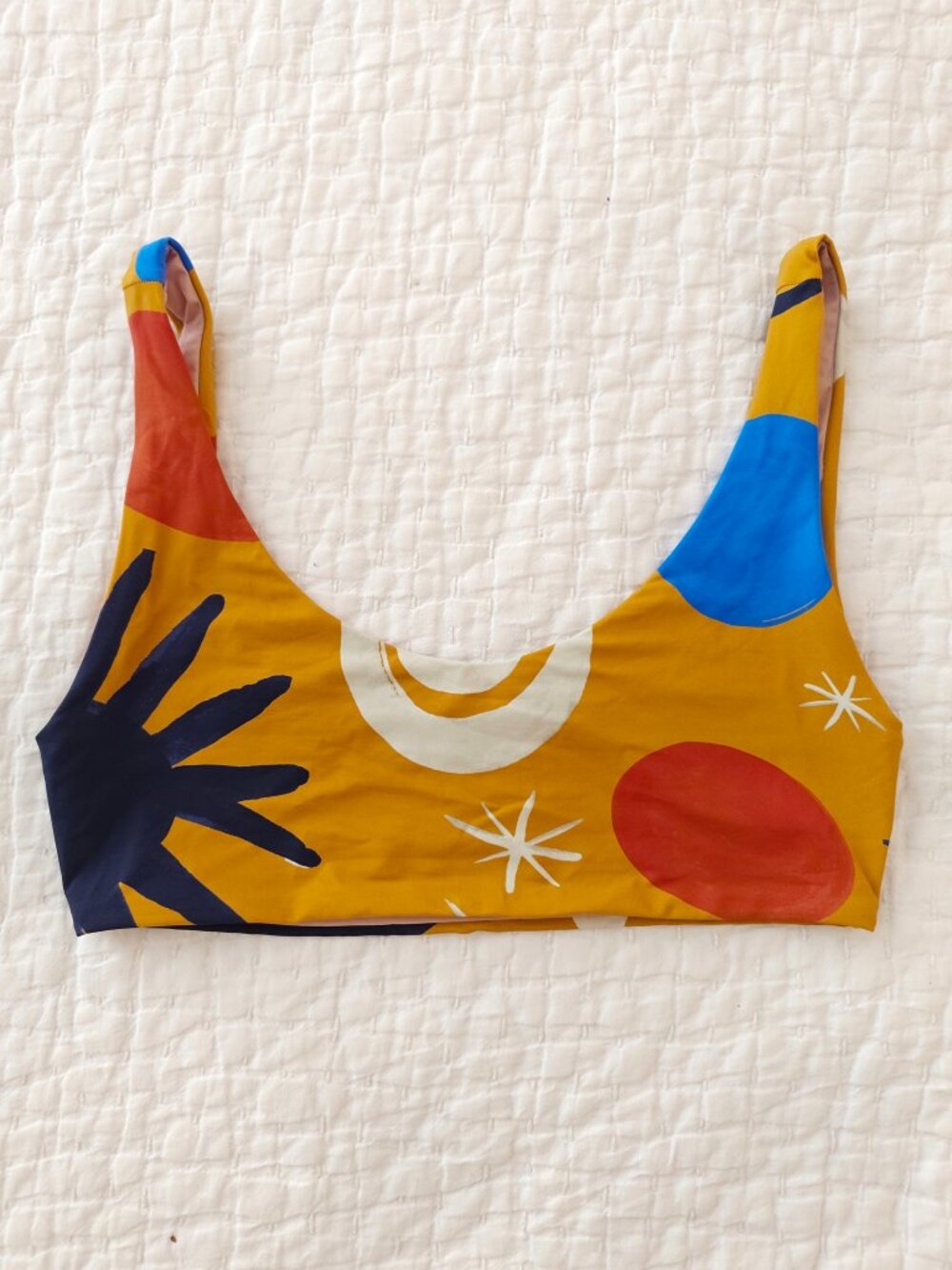 Cala de la Cruz Bikini Top Swimsuit Small Reversible Sun Stars Joanna Sara Eco